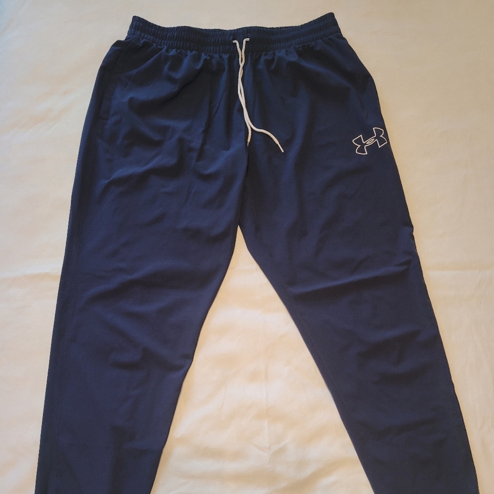 Under Armour Mens Athletic Joggers - Large - Navy Blue - Drawstring Tapered